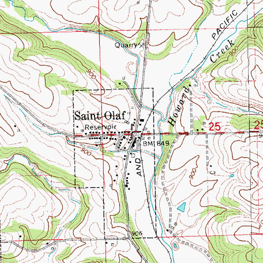 Topographic Map of Saint Olaf Civic Center, IA