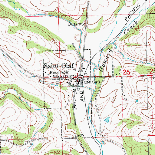 Topographic Map of Saint Olaf (historical), IA