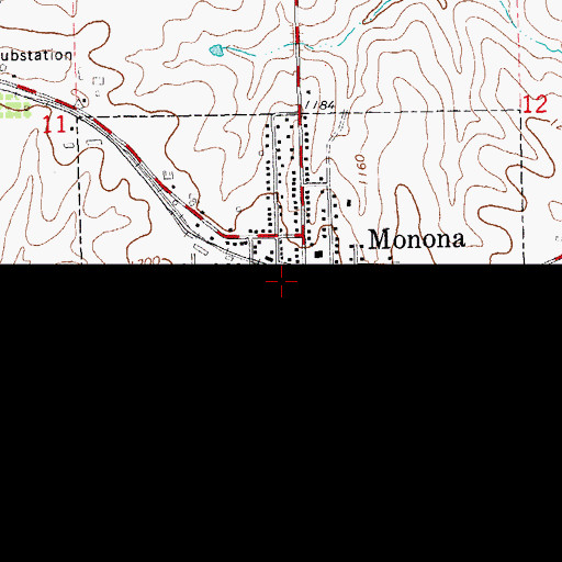 Topographic Map of Monona Fire Department, IA