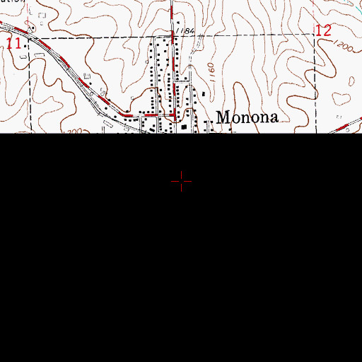 Topographic Map of Monona Post Office, IA