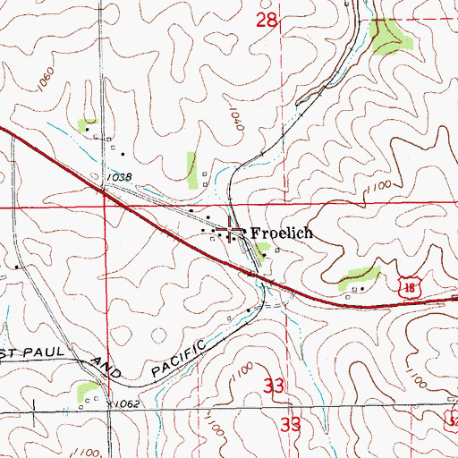 Topographic Map of Froelich Historic Site, IA