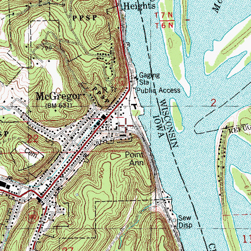 Topographic Map of McGregor River Front Park, IA