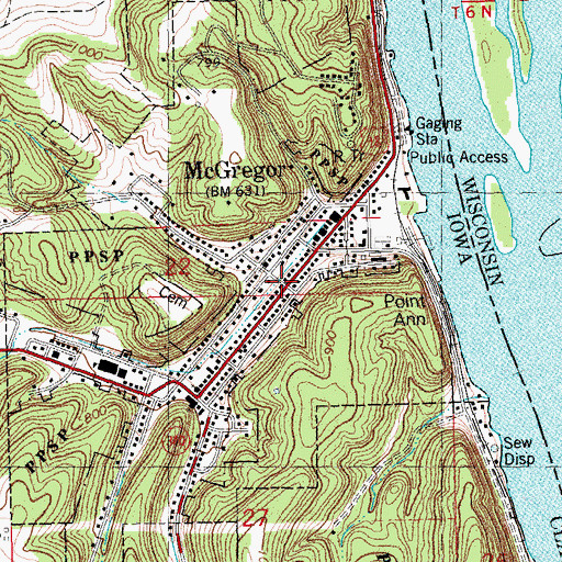 Topographic Map of McGregor Police Department, IA