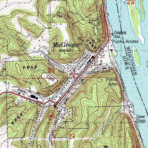 Topographic Map of McGregor Fire Department Hook and Ladder Company 1, IA
