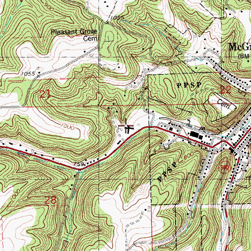 Topographic Map of Great River Care Center, IA