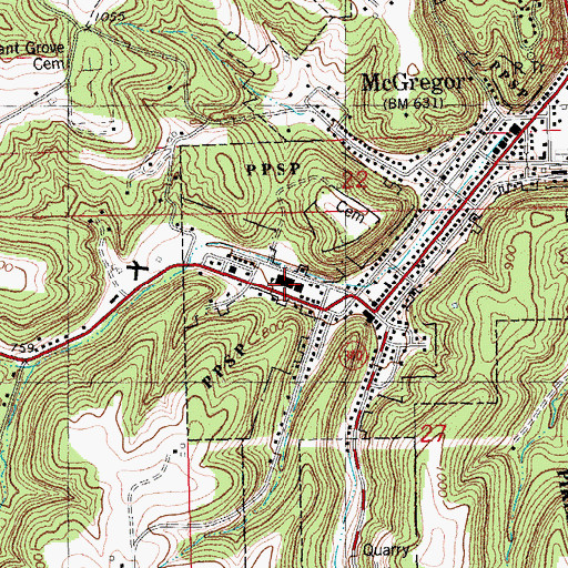 Topographic Map of MFL MarMac Middle School, IA