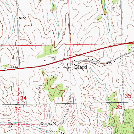 Topographic Map of Giard United Methodist Church, IA