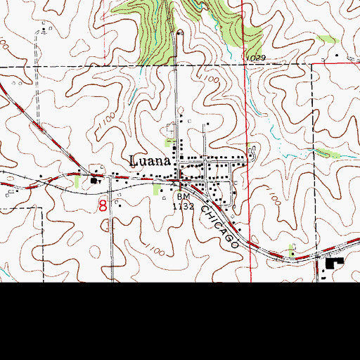 Topographic Map of Luana Softball Diamond, IA