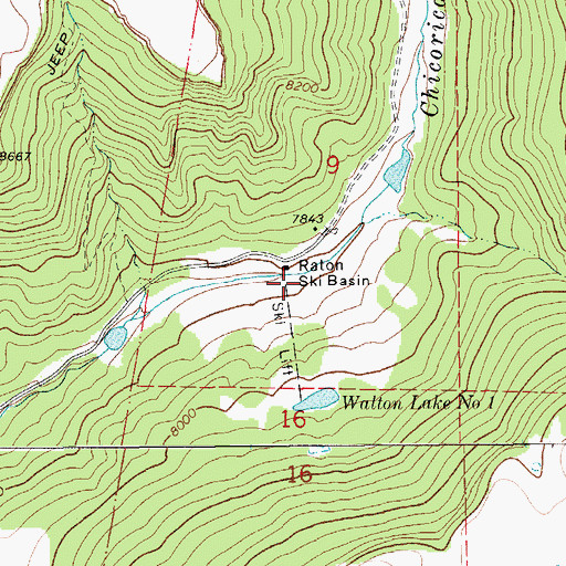 Topographic Map of Raton Ski Basin, CO