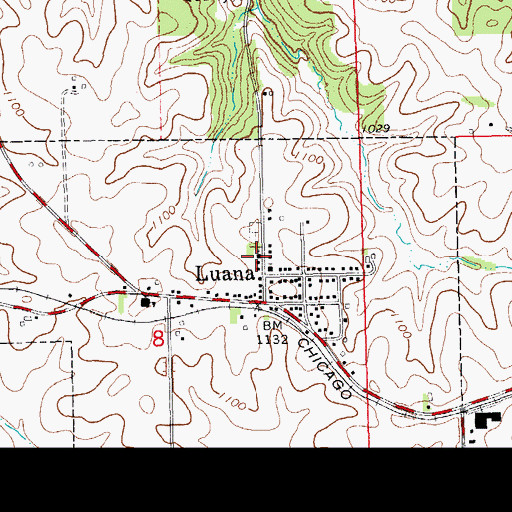 Topographic Map of Luana Lutheran Church, IA