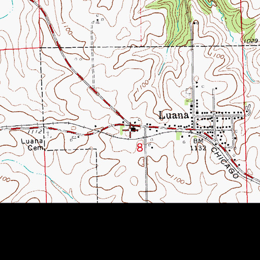 Topographic Map of Luana Elementary School, IA