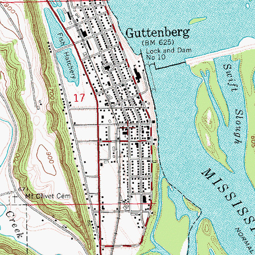 Topographic Map of Guttenberg Police Department, IA