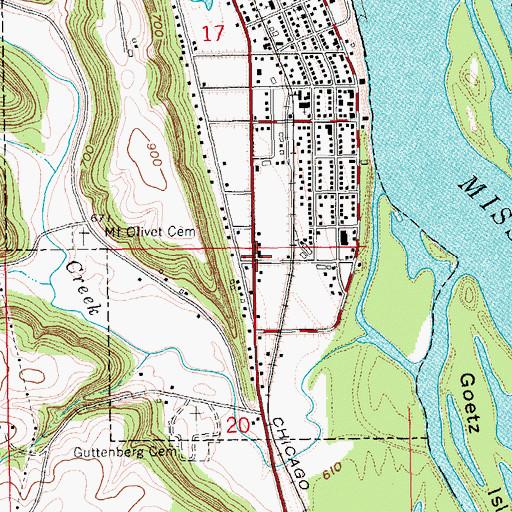 Topographic Map of Guttenberg Chiropractic and Sports Medicine Clinic, IA