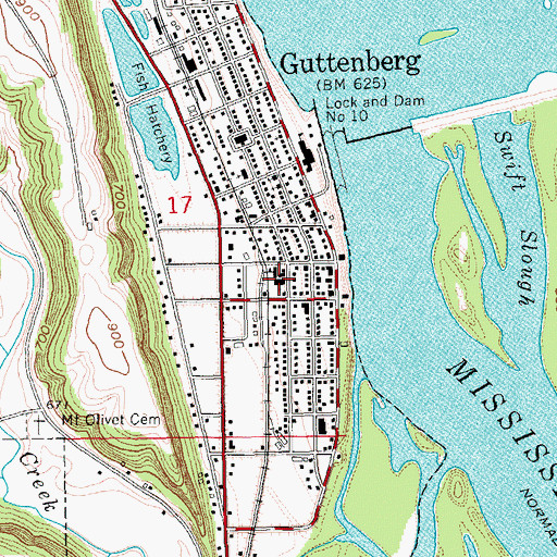 Topographic Map of Saint Marys Catholic Church, IA
