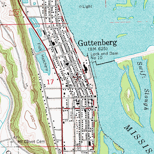 Topographic Map of Saint Pauls Lutheran Church, IA