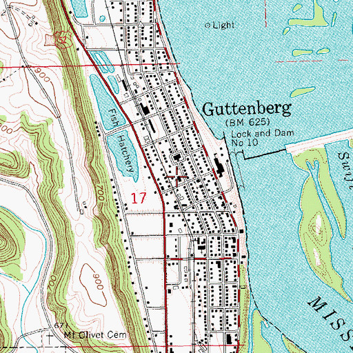 Topographic Map of Saint Johns Lutheran Church, IA