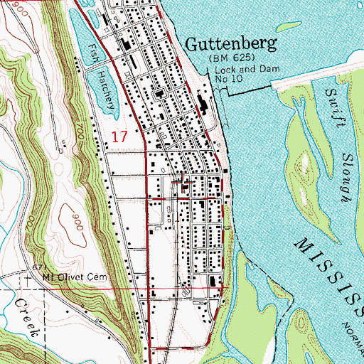 Topographic Map of Saint Mary's Catholic School, IA