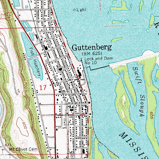 Topographic Map of Clayton Ridge High School, IA