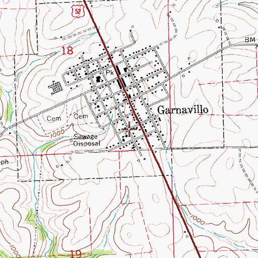 Topographic Map of Garnavillo City Hall, IA