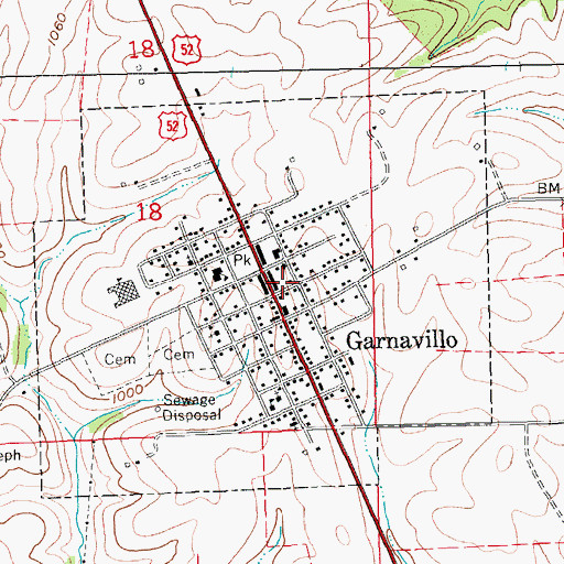 Topographic Map of Garnavillo Public Library, IA