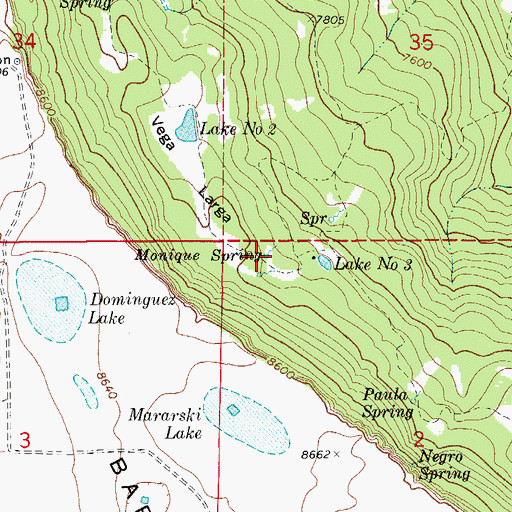 Topographic Map of Monique Spring, CO