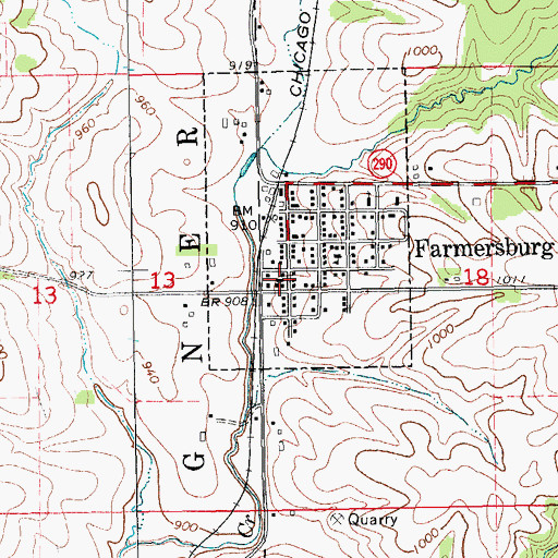 Topographic Map of Farmersburg Fire Department, IA