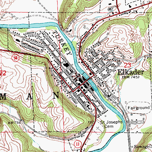 Topographic Map of Elkader Police Dept, IA