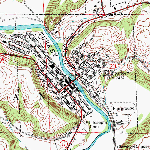 Topographic Map of Clayton County Courthouse, IA