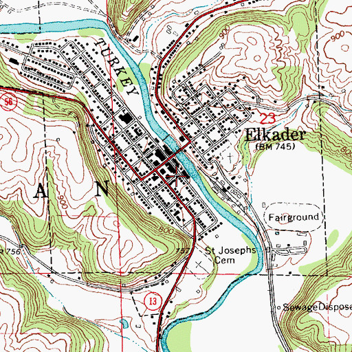 Topographic Map of Elkader Post Office, IA