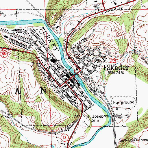 Topographic Map of Keystone Bridge, IA