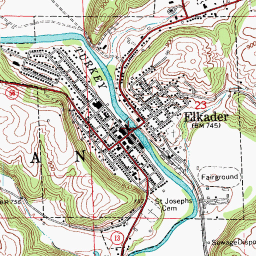 Topographic Map of Elkader Public Library, IA