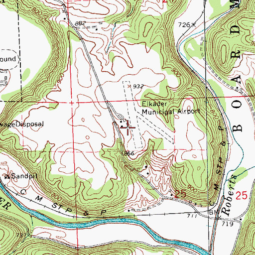 Topographic Map of Elkader Airport, IA
