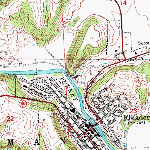 Topographic Map of Clayton County Office Building, IA