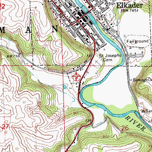 Topographic Map of Elkader Care Center, IA
