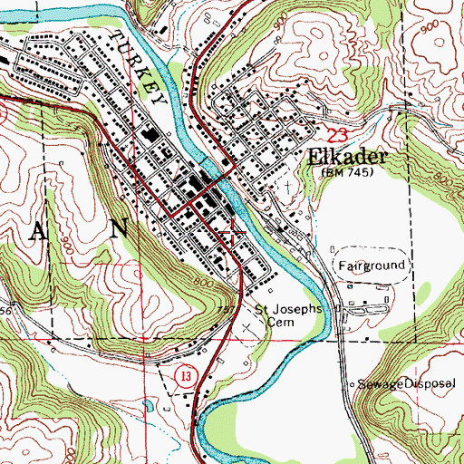 Topographic Map of Elkader Eye Clinic, IA
