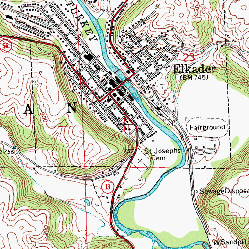 Topographic Map of Saint Josephs Church, IA