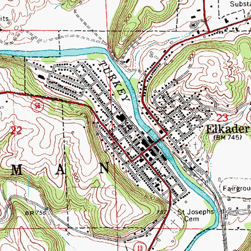 Topographic Map of Peace United Church of Christ, IA