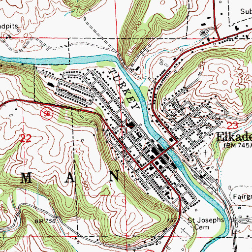 Topographic Map of Central Community Junior - Senior High School, IA
