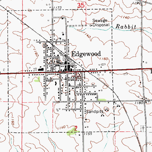 Topographic Map of Edgewood Post Office, IA
