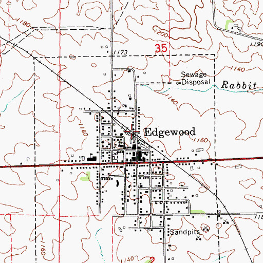 Topographic Map of Edgewood (historical), IA