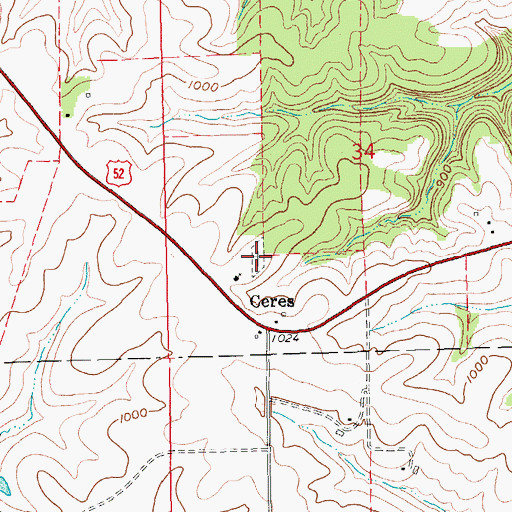 Topographic Map of Ceres Cemetery, IA
