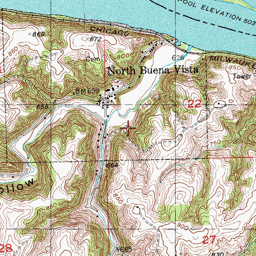 Topographic Map of Buena Vista Cemetery, IA