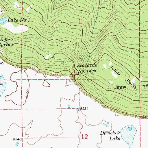 Topographic Map of Seavarda Springs, CO