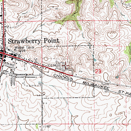 Topographic Map of Saint Mary Cemetery, IA