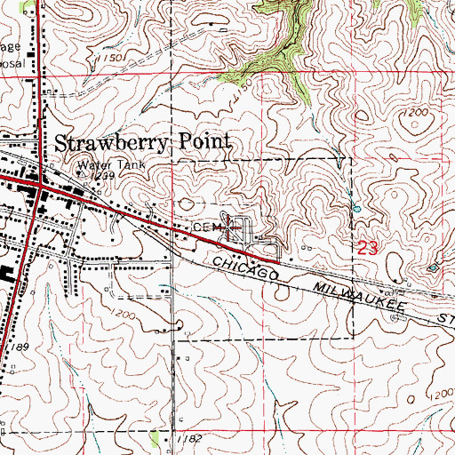 Topographic Map of Strawberry Point Methodist Cemetery, IA
