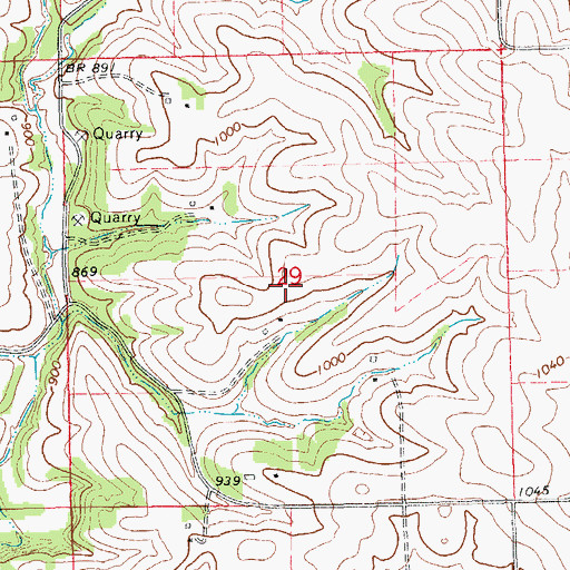 Topographic Map of Patterson Cemetery, IA