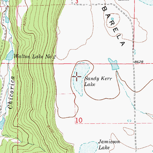 Topographic Map of Sandy Kerr Lake, CO