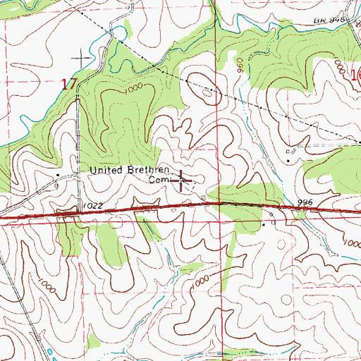 Topographic Map of United Brethren Cemetery, IA