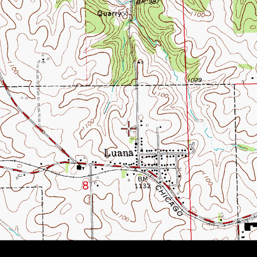 Topographic Map of Luana Lutheran Cemetery, IA