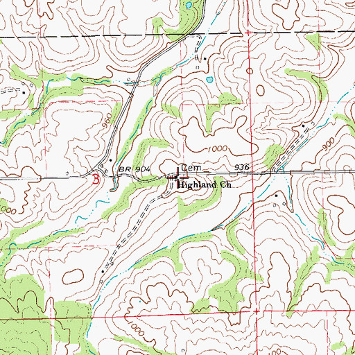 Topographic Map of Highland Lutheran Cemetery, IA